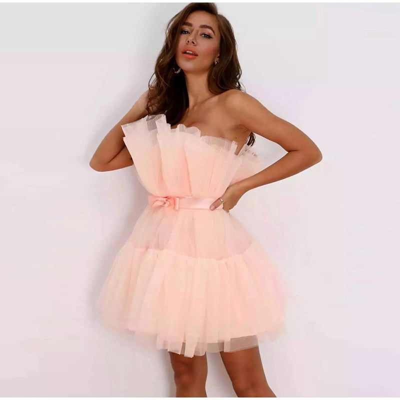 Dames Tulle Jurk – Feestelijk, Getailleerd, Geschikt voor Avondkleding