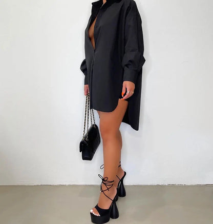 Anouck - Effen Casual Overhemdjurk