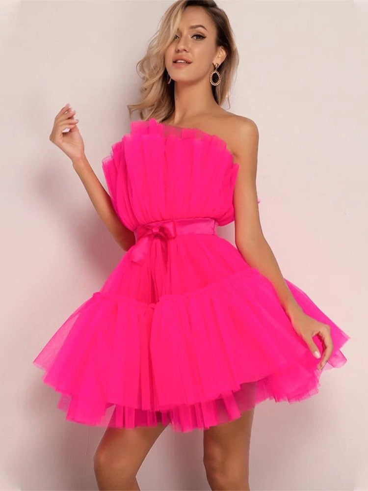 Dames Tulle Jurk – Feestelijk, Getailleerd, Geschikt voor Avondkleding