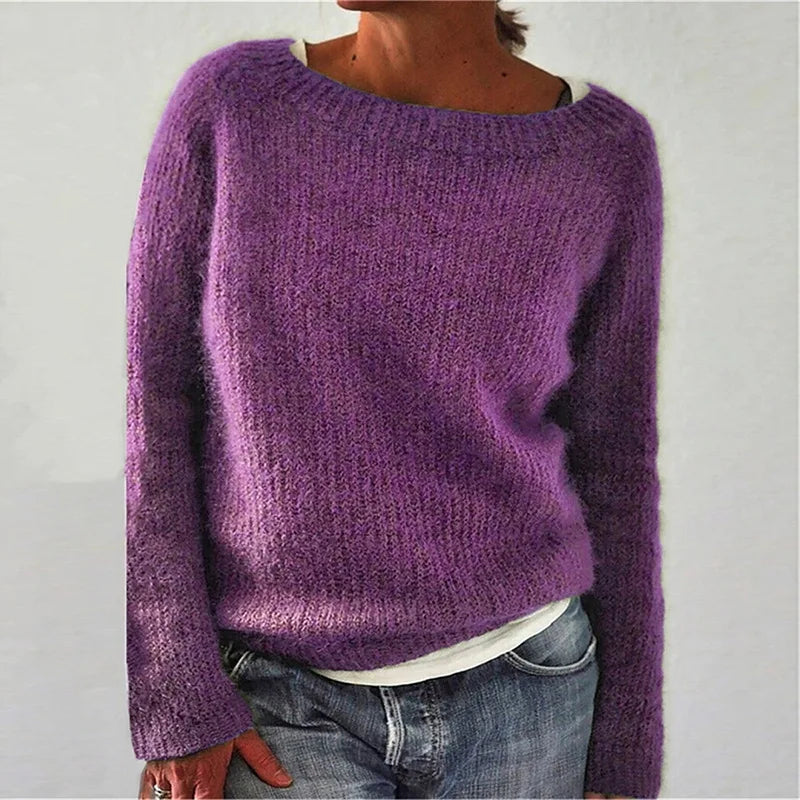 Dames Warme Noorse Pullover – Gebreid, Ronde Hals, Ideaal voor Winter en Casual Outfits
