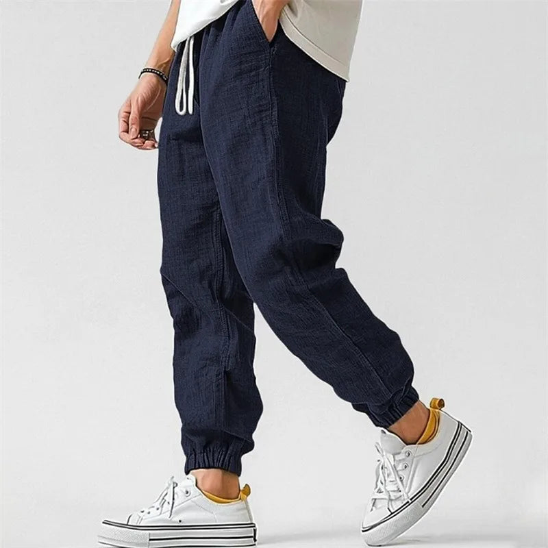 Dames Joggingbroek Linnen Blend met Trekkoord en Boord