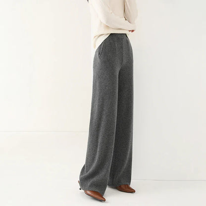 Dames Broek Merinowol Hoge Taille Wide-Leg