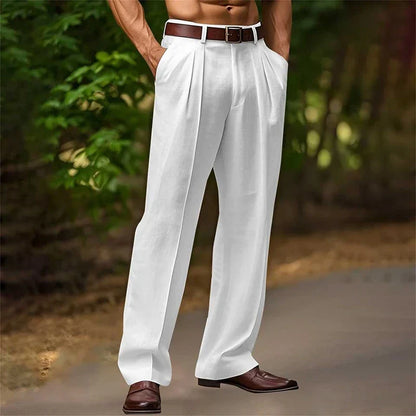 Heren Pantalon met Hoge Taille en Plooien – Zakken aan de Zijkant