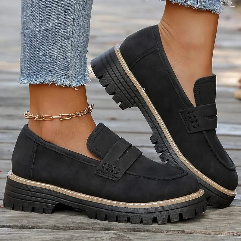 Dames Suède Loafers met Platformzool