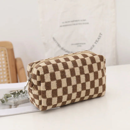 Amara - Stijlvolle Y2K Geruite Make-up Tas