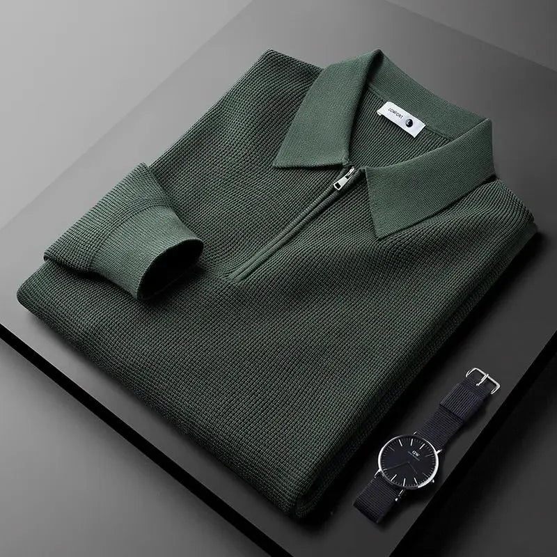 Heren Quarter-Zip Trui met Wafelstructuur