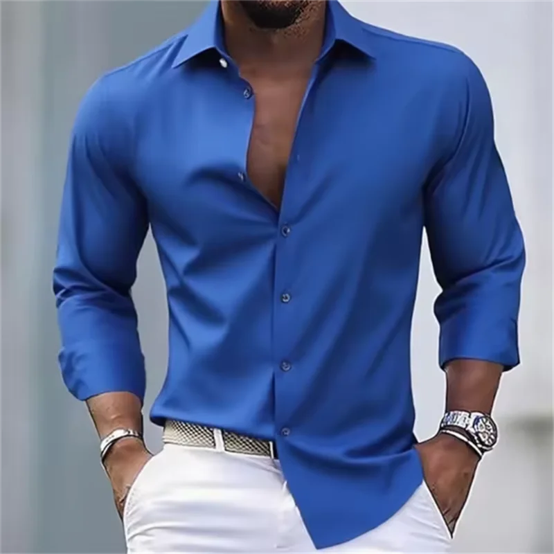 Heren Overhemd Slim Fit met Knopen - Lange Mouw