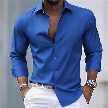 Heren Overhemd Slim Fit met Knopen - Lange Mouw