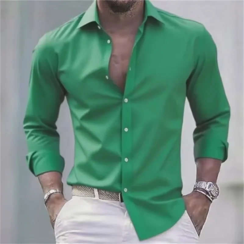 Heren Overhemd Slim Fit met Knopen - Lange Mouw
