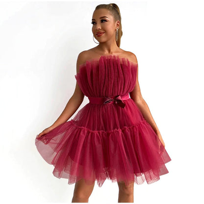 Dames Tulle Jurk – Feestelijk, Getailleerd, Geschikt voor Avondkleding