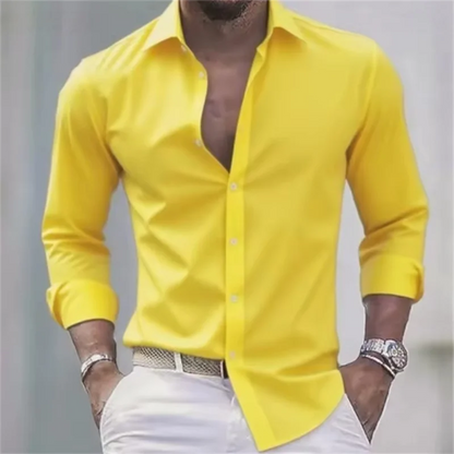 Heren Overhemd Slim Fit met Knopen - Lange Mouw