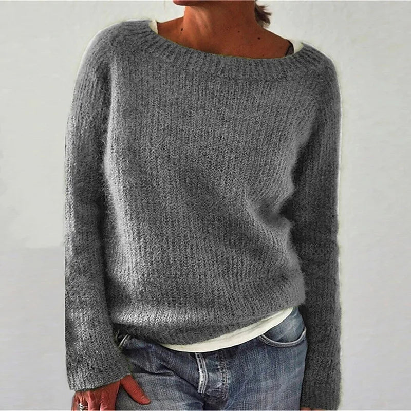 Dames Warme Noorse Pullover – Gebreid, Ronde Hals, Ideaal voor Winter en Casual Outfits