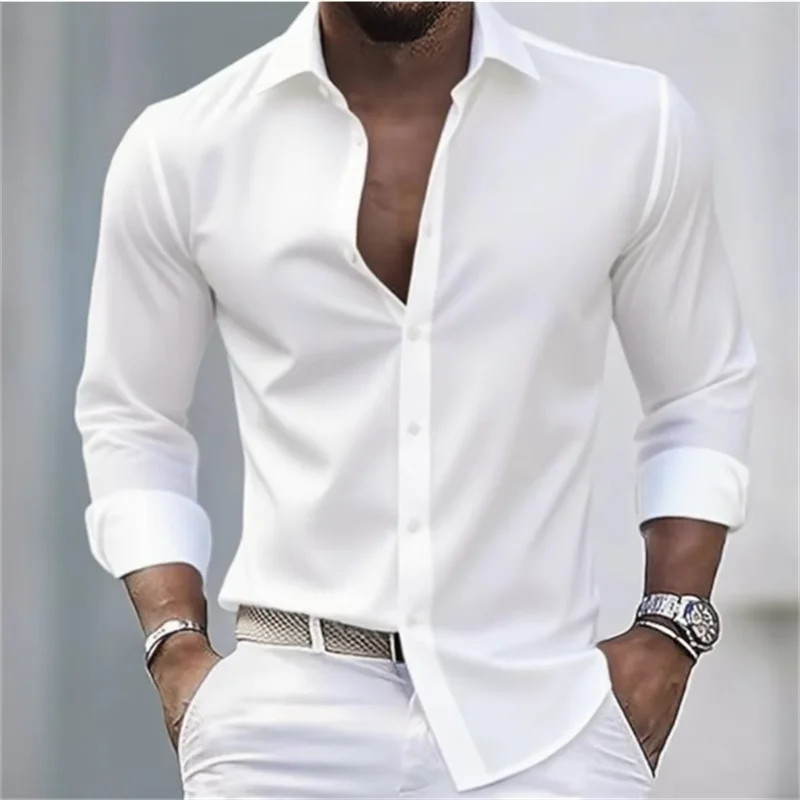 Heren Overhemd Slim Fit met Knopen - Lange Mouw