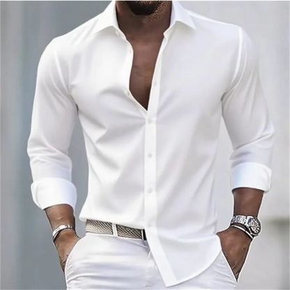 Heren Overhemd Slim Fit met Knopen - Lange Mouw