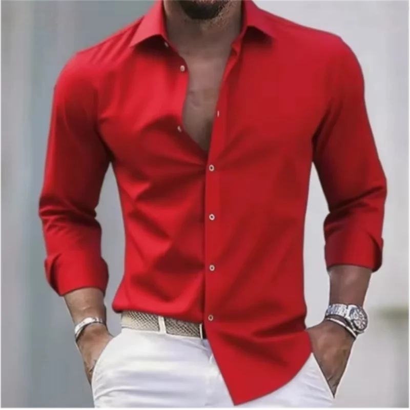 Heren Overhemd Slim Fit met Knopen - Lange Mouw