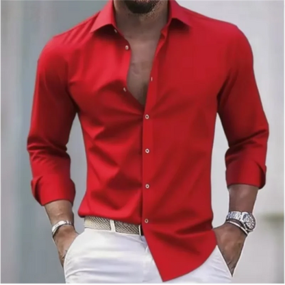 Heren Overhemd Slim Fit met Knopen - Lange Mouw