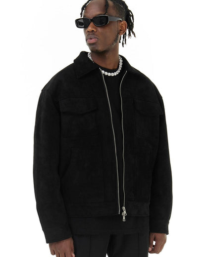 Heren Field Jacket Veganistisch Suède met Functionele Zakken