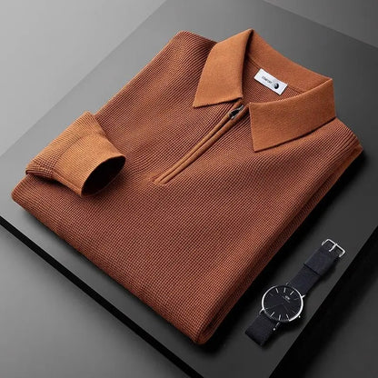 Heren Quarter-Zip Trui met Wafelstructuur