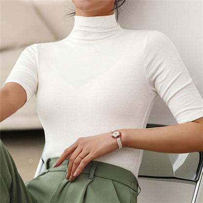 Dames Aansluitende Slim Fit Coltrui – Stretch Stof, Hoge Col, Casual voor Herfst en Winter