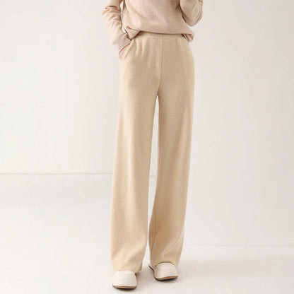Dames Broek Merinowol Hoge Taille Wide-Leg