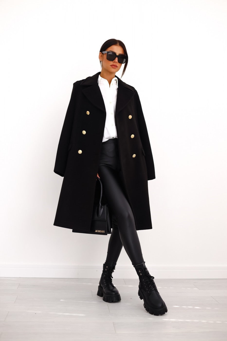 Wollen Dames Mantel met Twee Rijen Knopen – Warme Klassieke Look