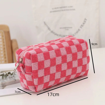 Amara - Stijlvolle Y2K Geruite Make-up Tas