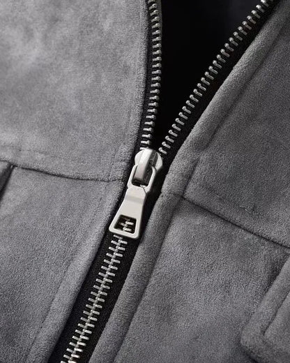 Heren Field Jacket Veganistisch Suède met Functionele Zakken