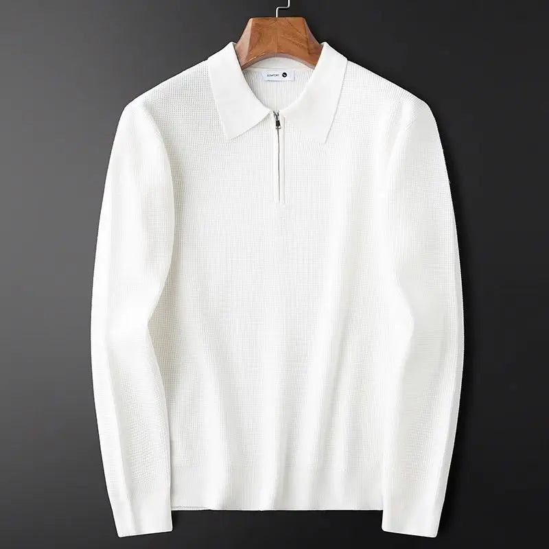 Heren Quarter-Zip Trui met Wafelstructuur