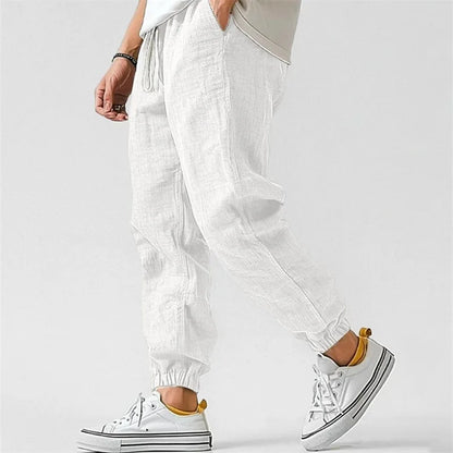 Dames Joggingbroek Linnen Blend met Trekkoord en Boord