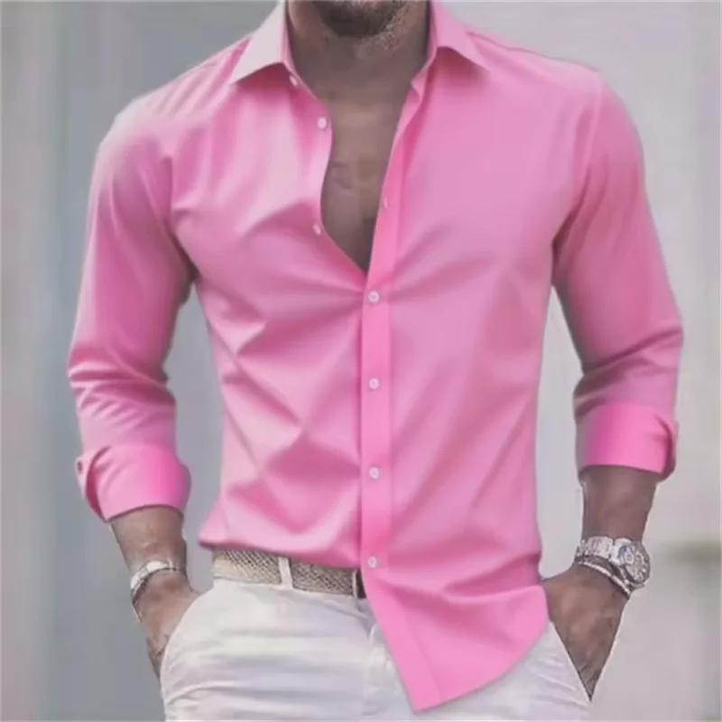 Heren Overhemd Slim Fit met Knopen - Lange Mouw