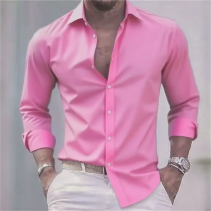 Heren Overhemd Slim Fit met Knopen - Lange Mouw