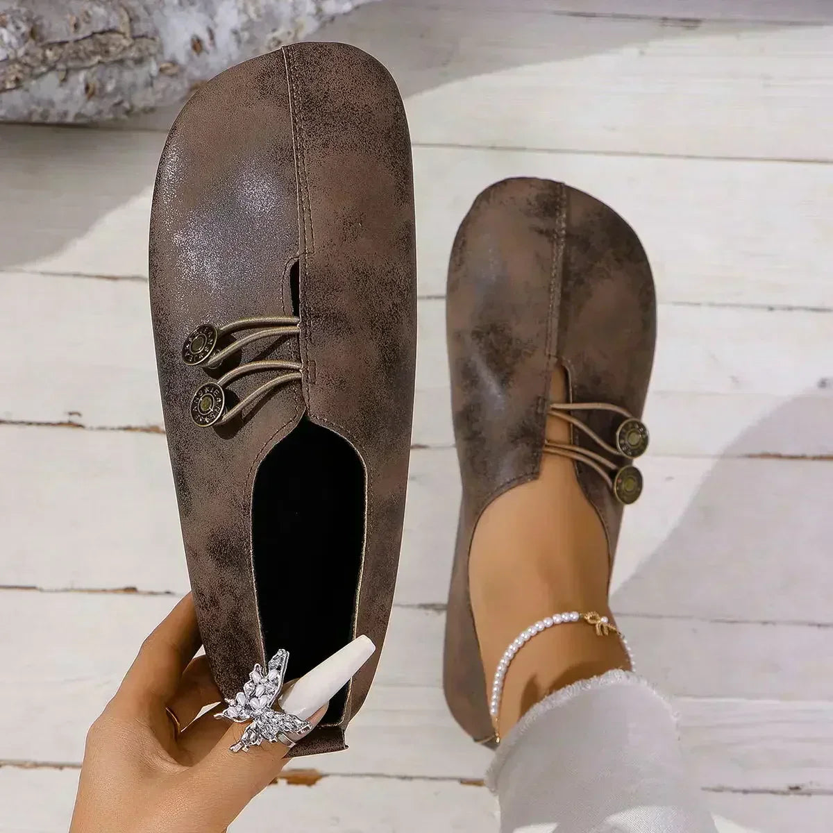 Dames Loafers Suede met Elastische Bandsluiting