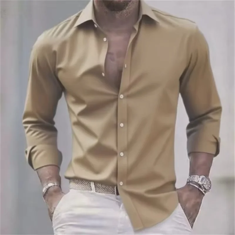 Heren Overhemd Slim Fit met Knopen - Lange Mouw