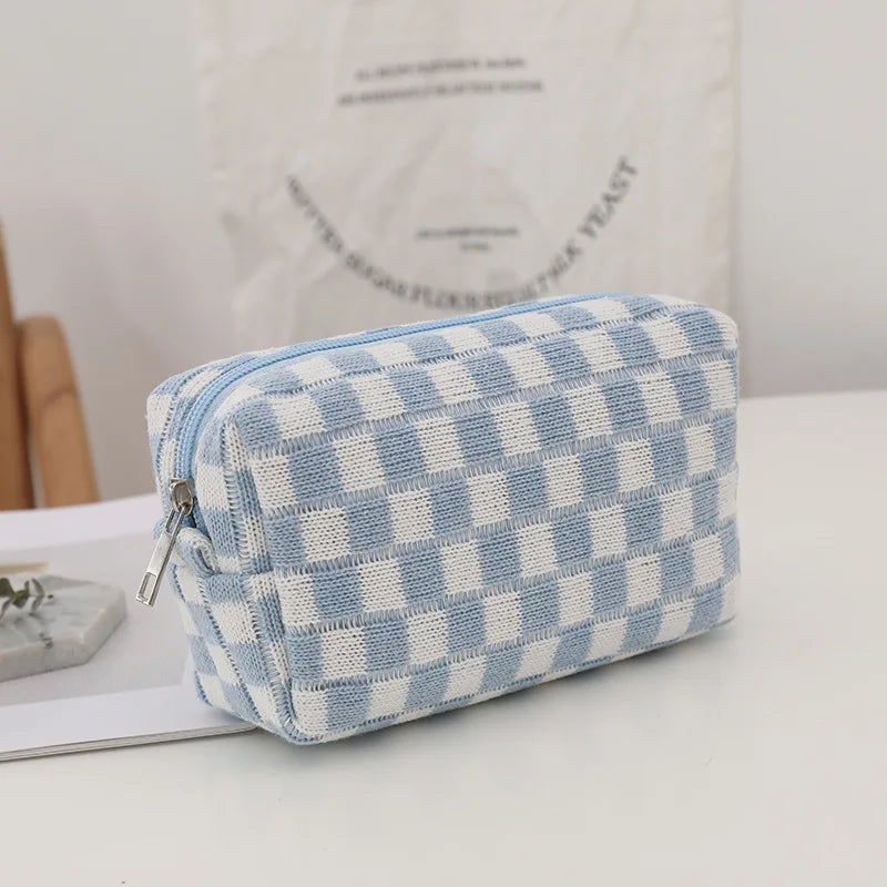 Amara - Stijlvolle Y2K Geruite Make-up Tas