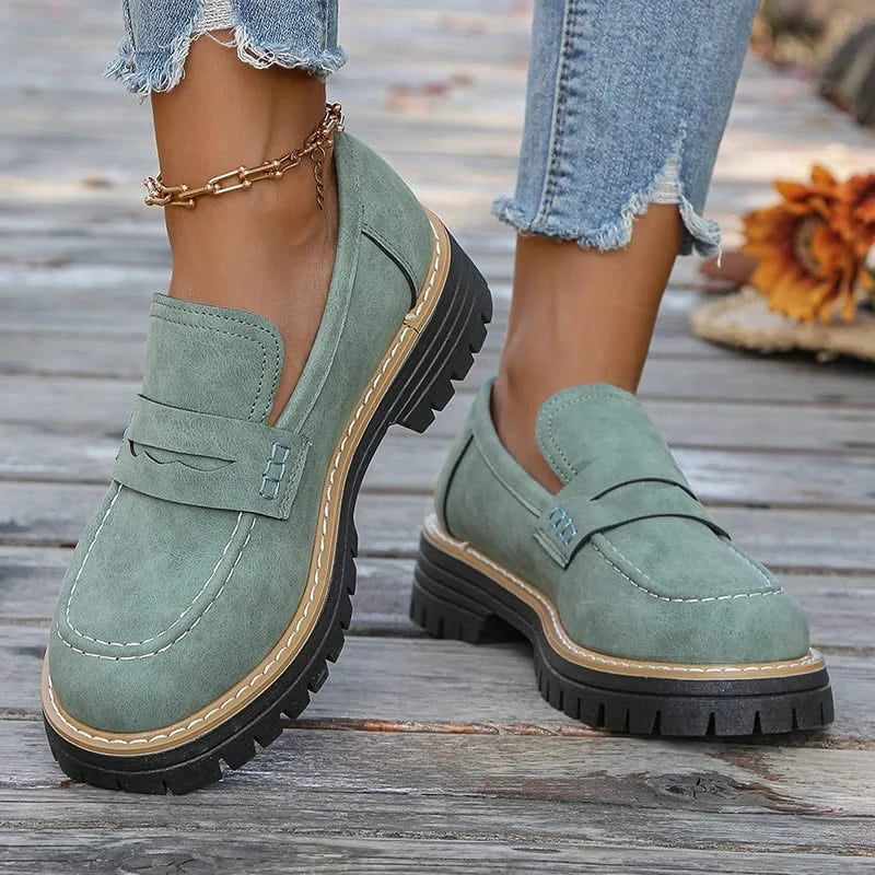 Dames Suède Loafers met Platformzool