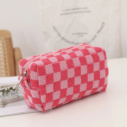 Amara - Stijlvolle Y2K Geruite Make-up Tas