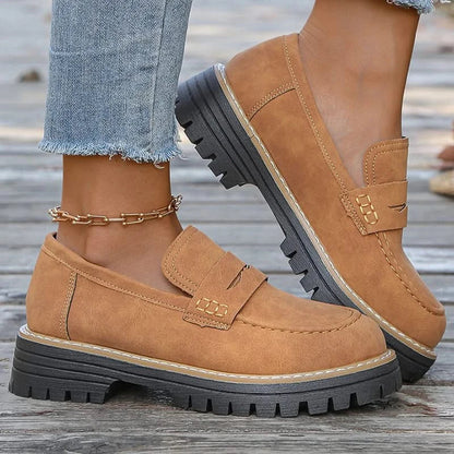 Dames Suède Loafers met Platformzool