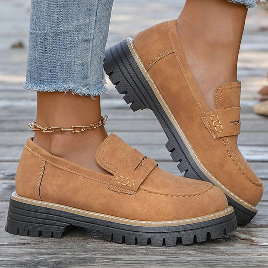 Dames Suède Loafers met Platformzool