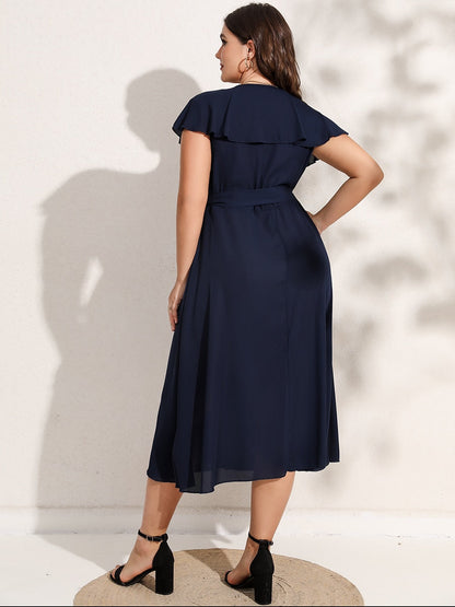 Elora - Wikkeljurk met Korte Mouwen en V-hals (Plus Size)