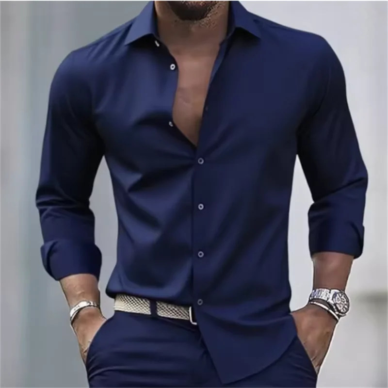 Heren Overhemd Slim Fit met Knopen - Lange Mouw