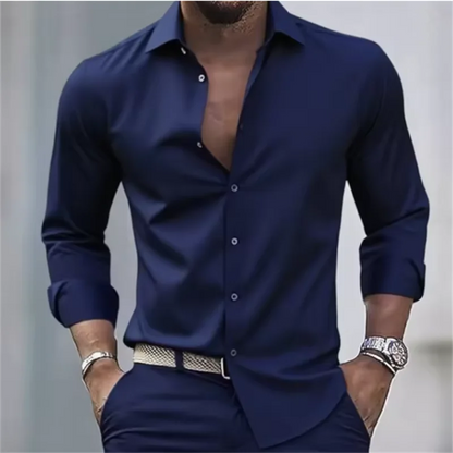 Heren Overhemd Slim Fit met Knopen - Lange Mouw
