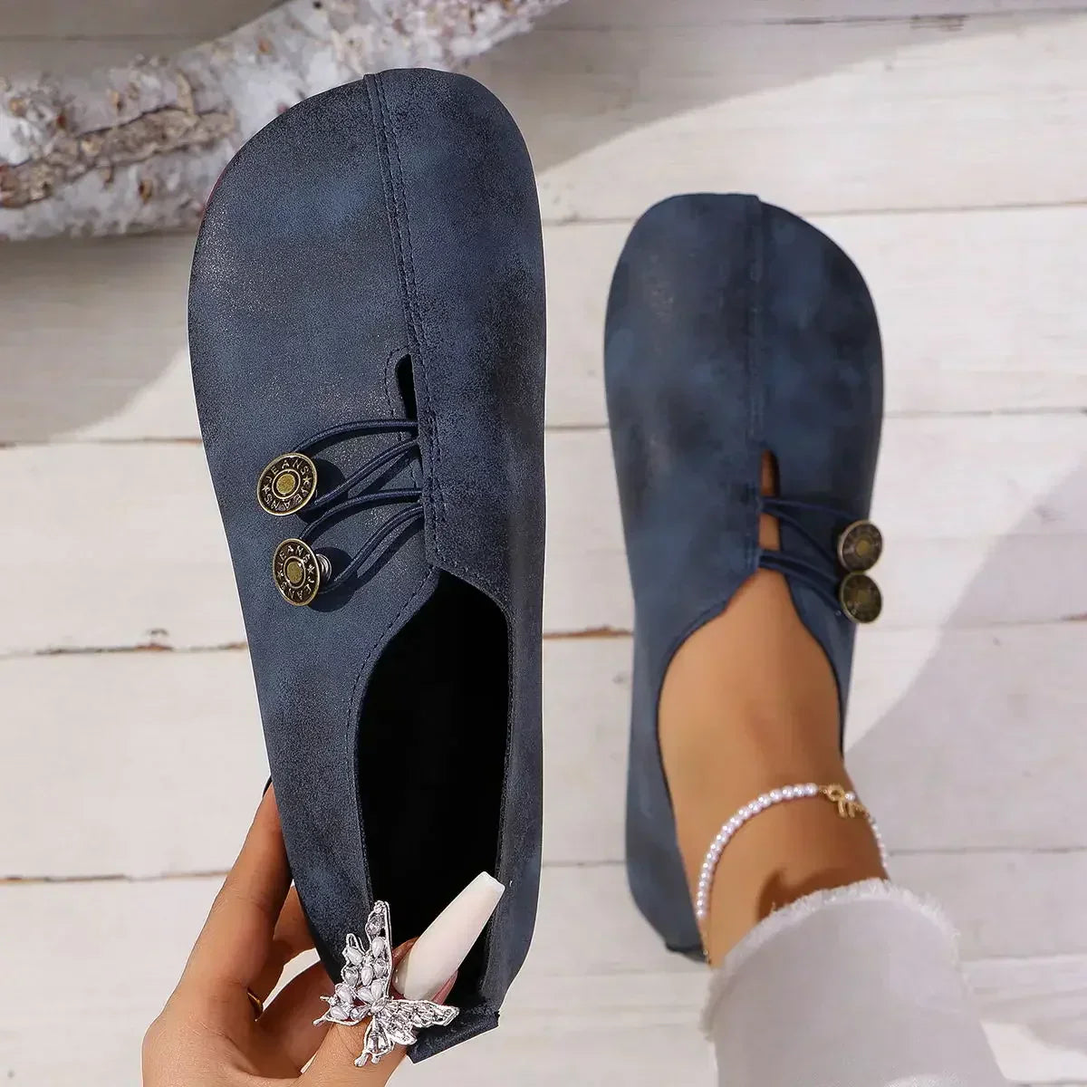 Dames Loafers Suede met Elastische Bandsluiting