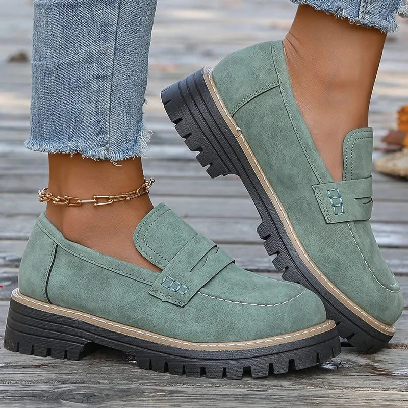 Dames Suède Loafers met Platformzool