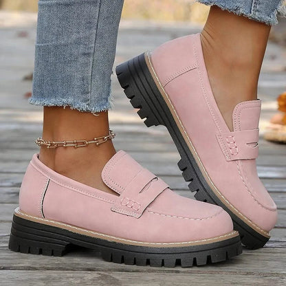 Dames Suède Loafers met Platformzool