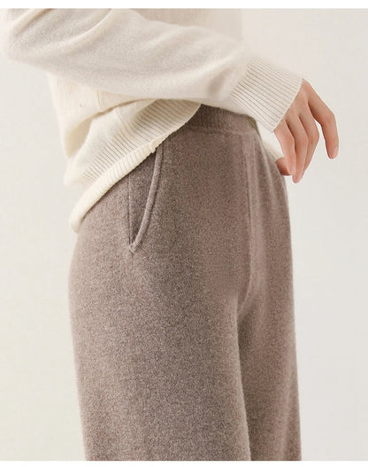 Dames Broek Merinowol Hoge Taille Wide-Leg