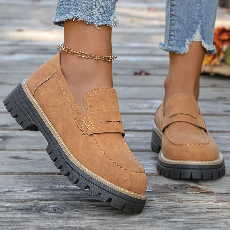 Dames Suède Loafers met Platformzool