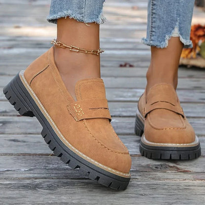 Dames Suède Loafers met Platformzool