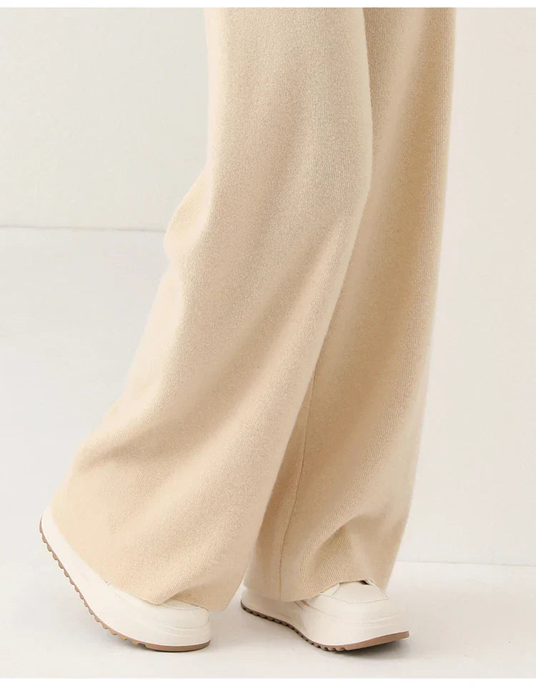 Dames Broek Merinowol Hoge Taille Wide-Leg
