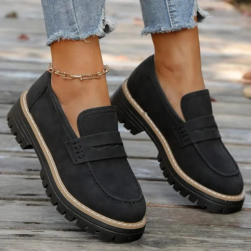 Dames Suède Loafers met Platformzool