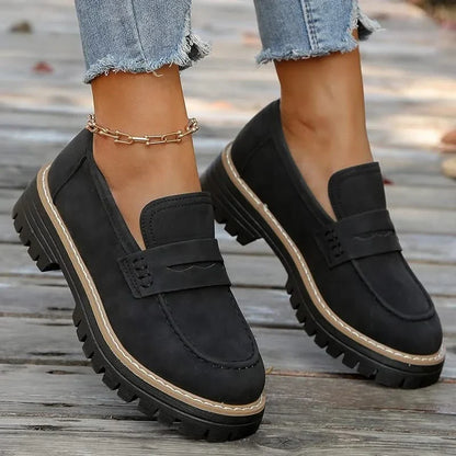Dames Suède Loafers met Platformzool
